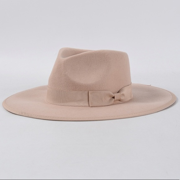 Light Taupe Wide Brim Grosgrain Band Panama Hat - Picture 6 of 10